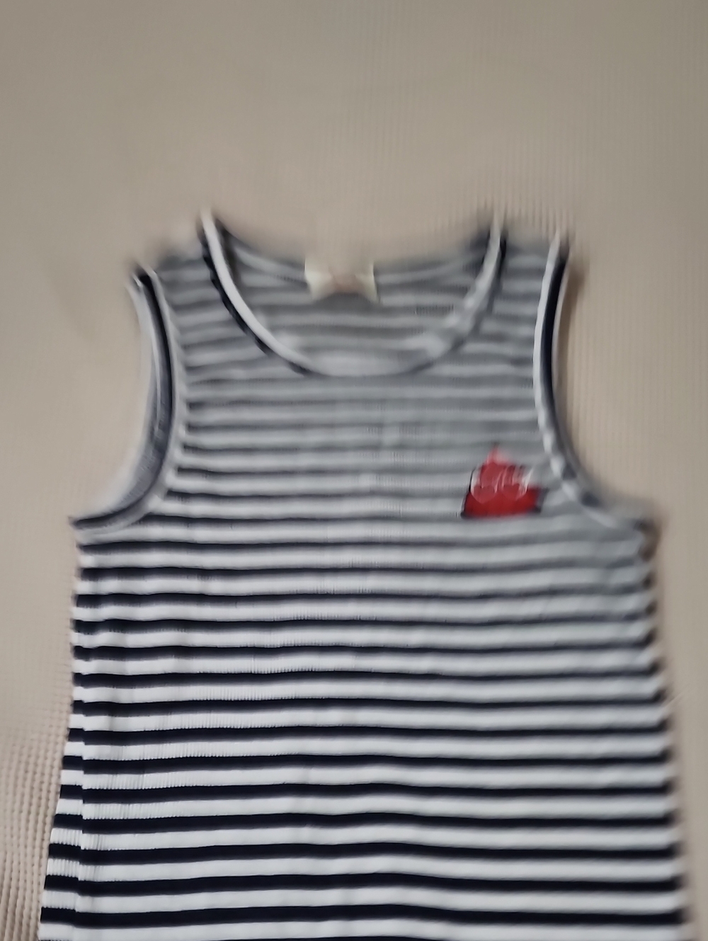Striped Navy & White Kids Tank with Red Chest Patch